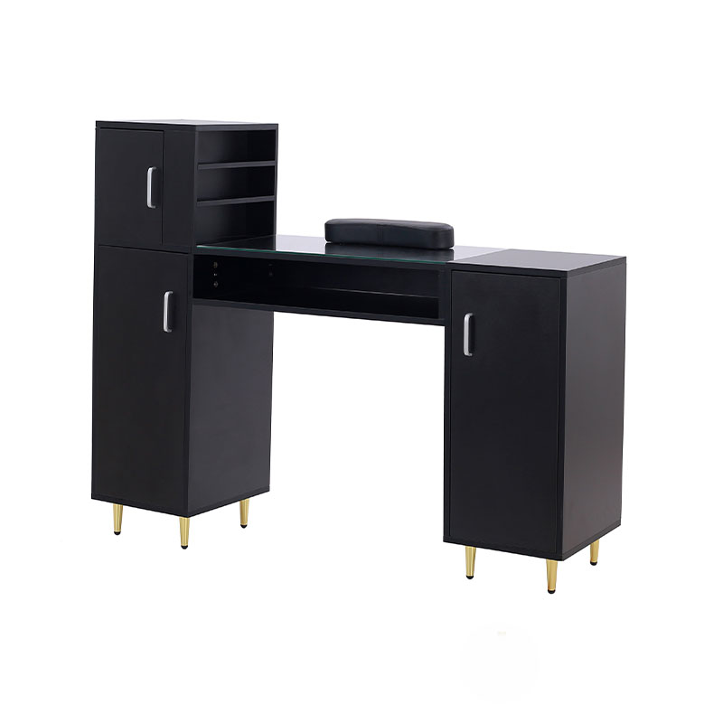 HZ2024BK / HZ2024W Manikúrny stôl sklenená doska na nechty technický stôl