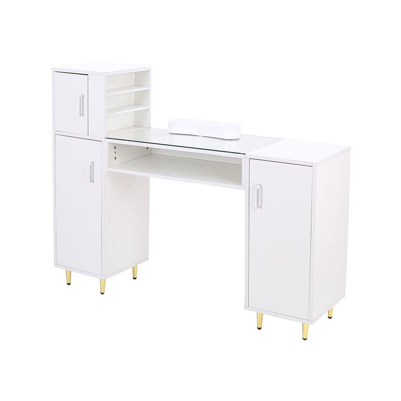 HZ2024BK / HZ2024W Manikúrny stôl sklenená doska na nechty technický stôl