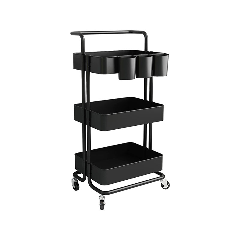 HZ2036 3-poschodový rolovací úložný vozík úžitkový vozík s extra závesnými pohármi