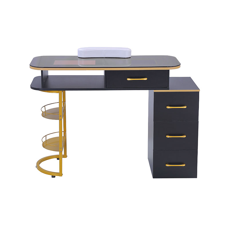 HZ2055 / HZ2055B Stojan na sklenený stôl na manikúru so 4 zásuvkami a 2-poschodovými odkladacími policami