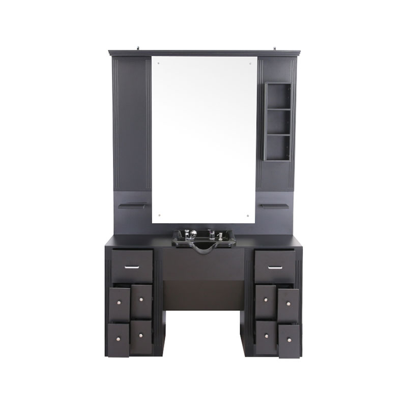 HZ2039 Čierny veľký kozmetický umývadlo so svetlými skrinkami