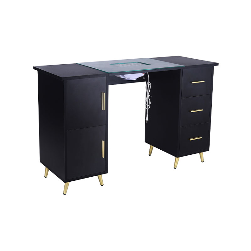 HZ2042PK / HZ2042BK Manikúrny stolík na nechty pre nechtovú techniku ​​so sklenenou doskou a opierkou zápästia