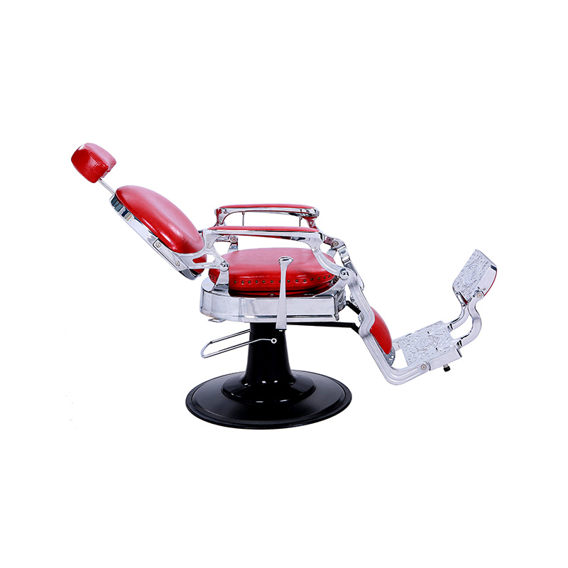 HZ8799DR Holičské kreslo s červeným lesklým strieborným rámom