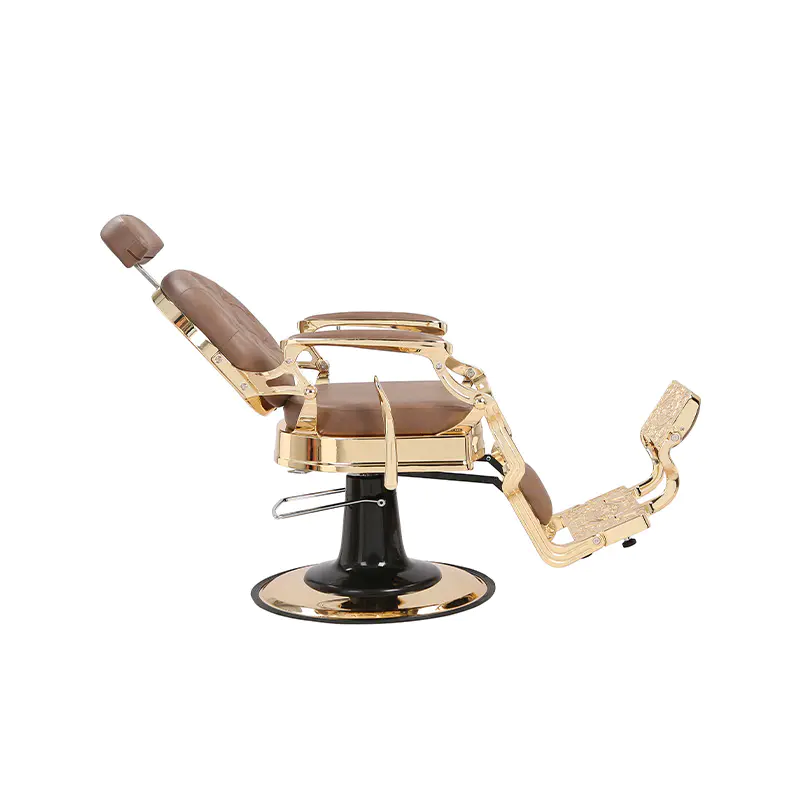 Holičské kreslo HZ8799B-K / HZ8799B-R / HZ8799G-R / HZ8799H-Z v čiernej farbe so zlatým rámom