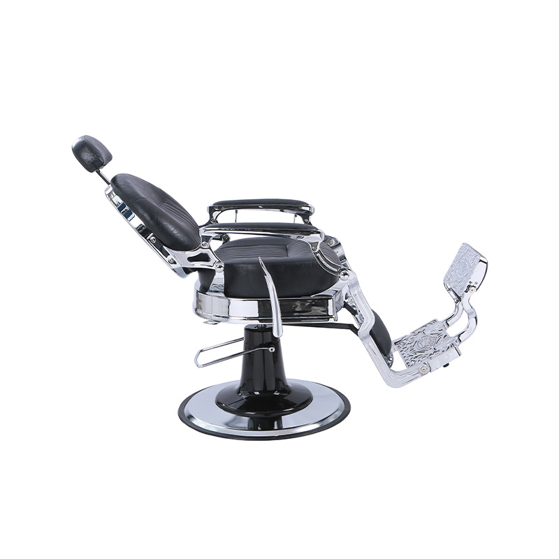 HZ8799C Čierna retro polohovateľná stolička s klasickým vertikálnym vzorom so zahusteným štvorcovým vankúšom