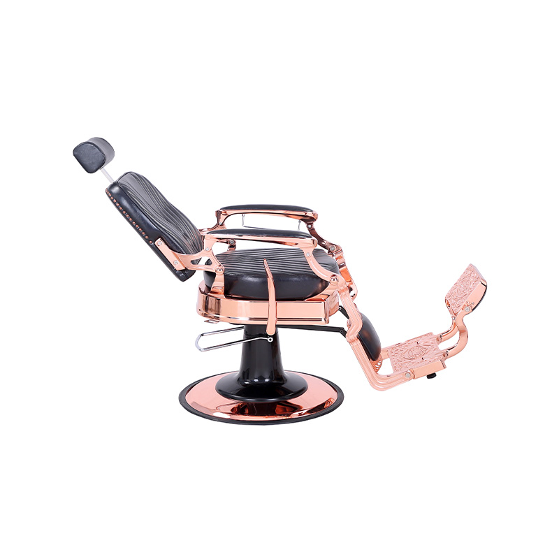 HZ87127 Holičské kreslo s hydraulickým sklopným štvorhranným keprovým operadlom vo vintage štýle