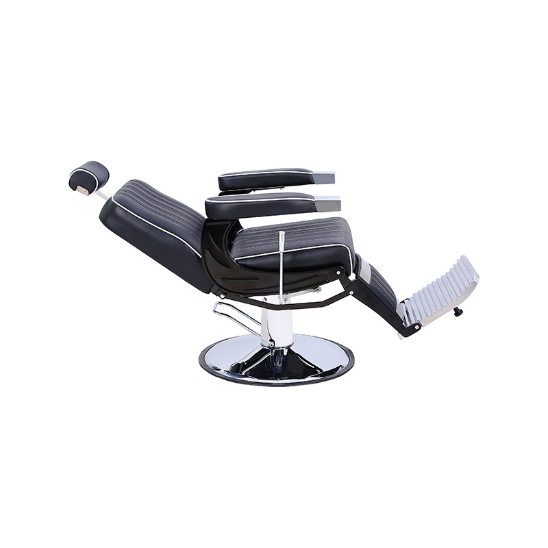 HZ8752SX Čiernobiele kadernícke kreslo s valcovanými okrajmi s vertikálnymi pruhmi