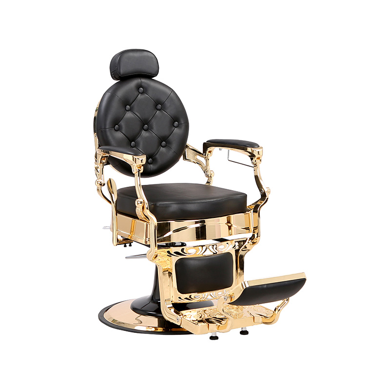 Holičské kreslo HZ8799B-K / HZ8799B-R / HZ8799G-R / HZ8799H-Z v čiernej farbe so zlatým rámom