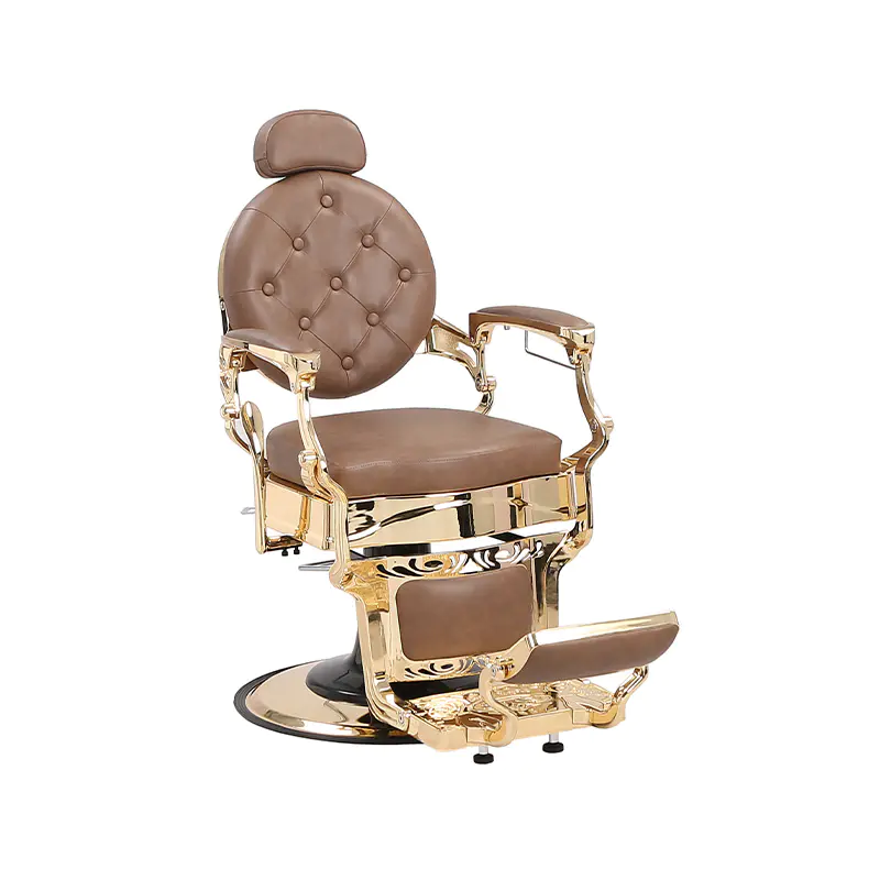 Holičské kreslo HZ8799B-K / HZ8799B-R / HZ8799G-R / HZ8799H-Z v čiernej farbe so zlatým rámom