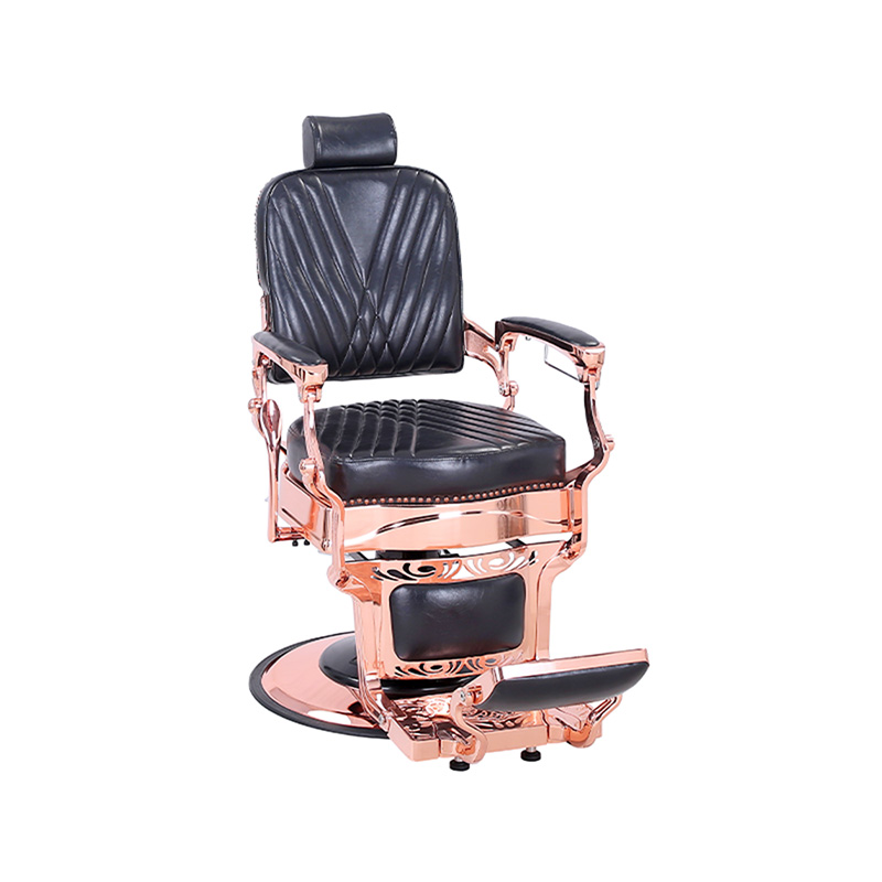 HZ87127 Holičské kreslo s hydraulickým sklopným štvorhranným keprovým operadlom vo vintage štýle