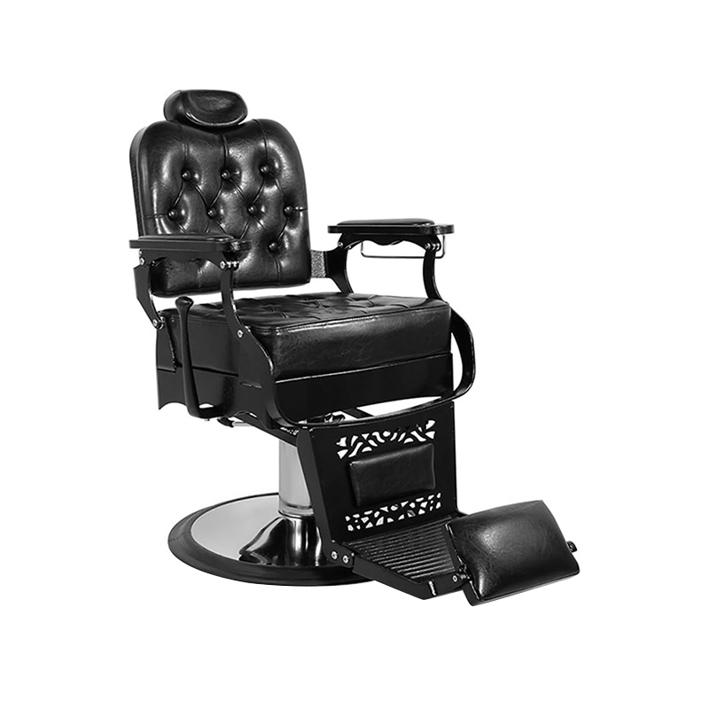 HZ8798 Čierna štvorcová spona na operadlo vintage kaderníckych kresiel