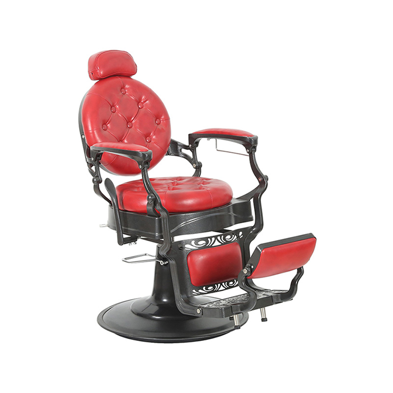 HZ8799 Červené retro barberchair ťažké hydraulické polohovacie kreslo