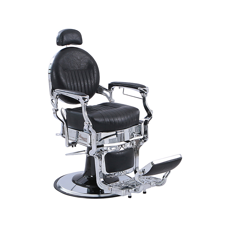 HZ8799C Čierna retro polohovateľná stolička s klasickým vertikálnym vzorom so zahusteným štvorcovým vankúšom