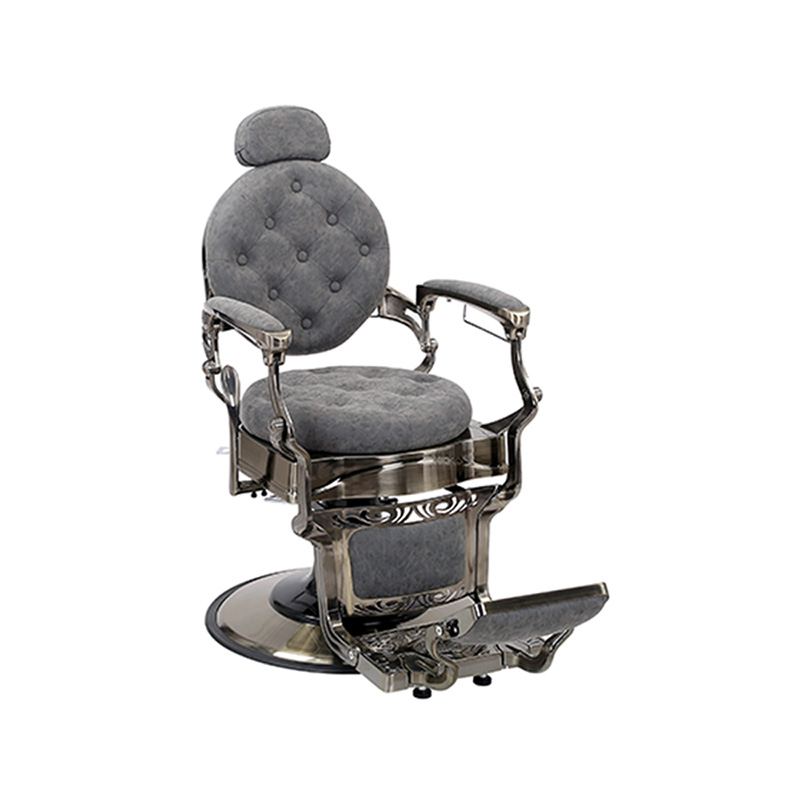 HZ8799QM Šedé kadernícke kreslo s okrúhlym vankúšom